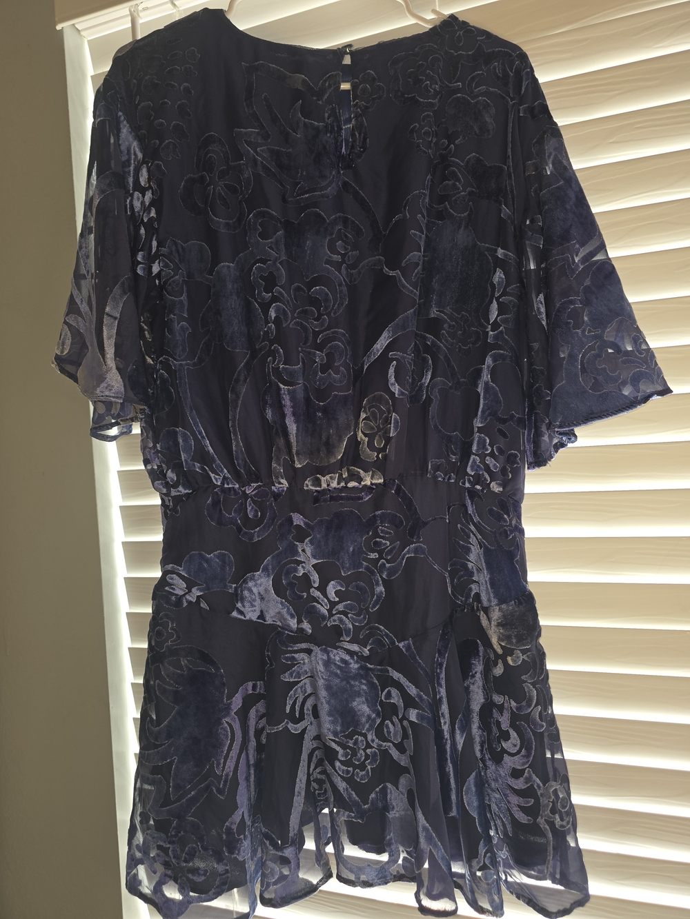 Free People Navy Blue Floral Velvet Mini Dress - Picture 5 of 5